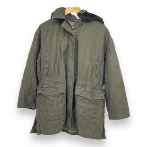 Vtg Burberry Women Green Beige Long Sleeves Zip Snap Coat Jacket Sz 40 US 6